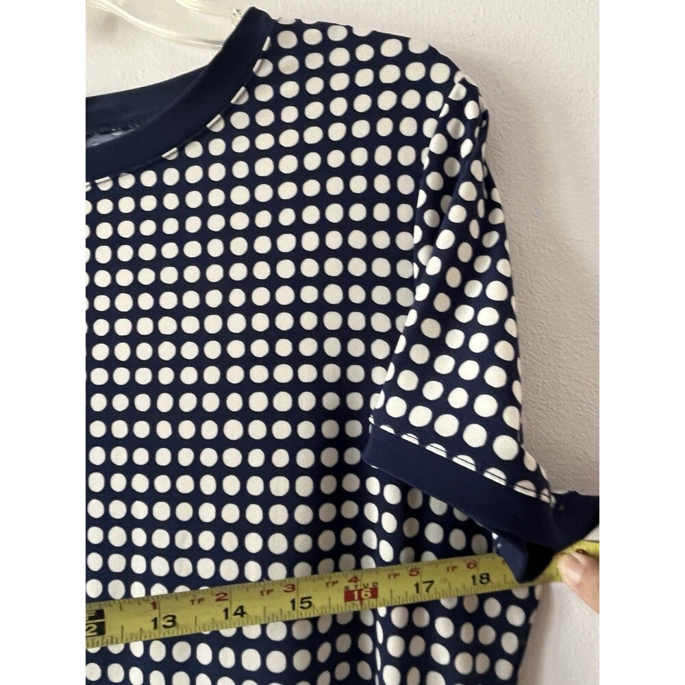 NWT Anne Klein Navy Ivory Polka Dot Button Back Blouse Top Medium - Picture 2 of 7